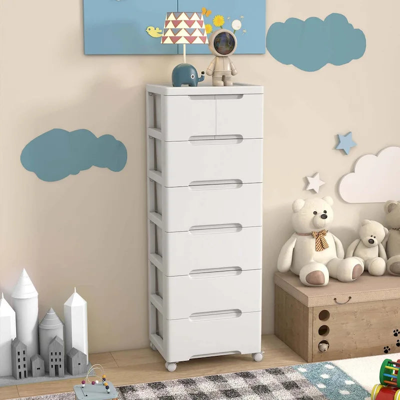 1 PCS 7-Drawer Plastic Rolling Storage Cart with 4 Universal - See Details