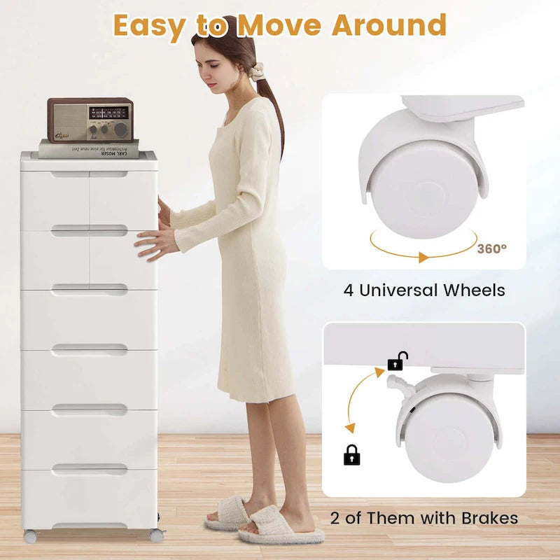 1 PCS 7-Drawer Plastic Rolling Storage Cart with 4 Universal - See Details