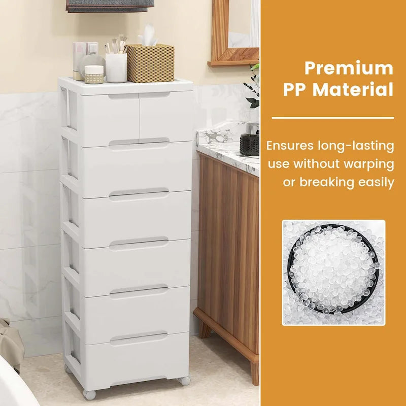 1 PCS 7-Drawer Plastic Rolling Storage Cart with 4 Universal - See Details