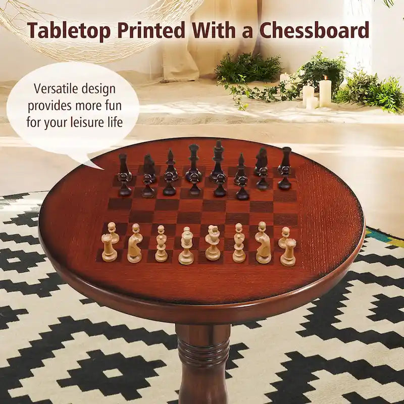 42 Pub Bar Round Table Chess Table Bistro Vintage W/Checker Top - See Details