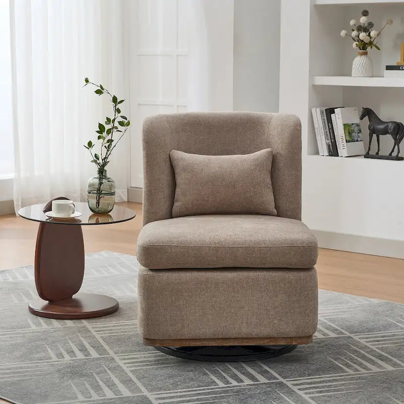 25 Seat Wide Chenille Office Accent Chair with 360 Swivel Metal Base