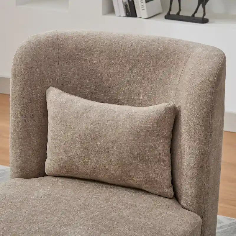 25 Seat Wide Chenille Office Accent Chair with 360 Swivel Metal Base
