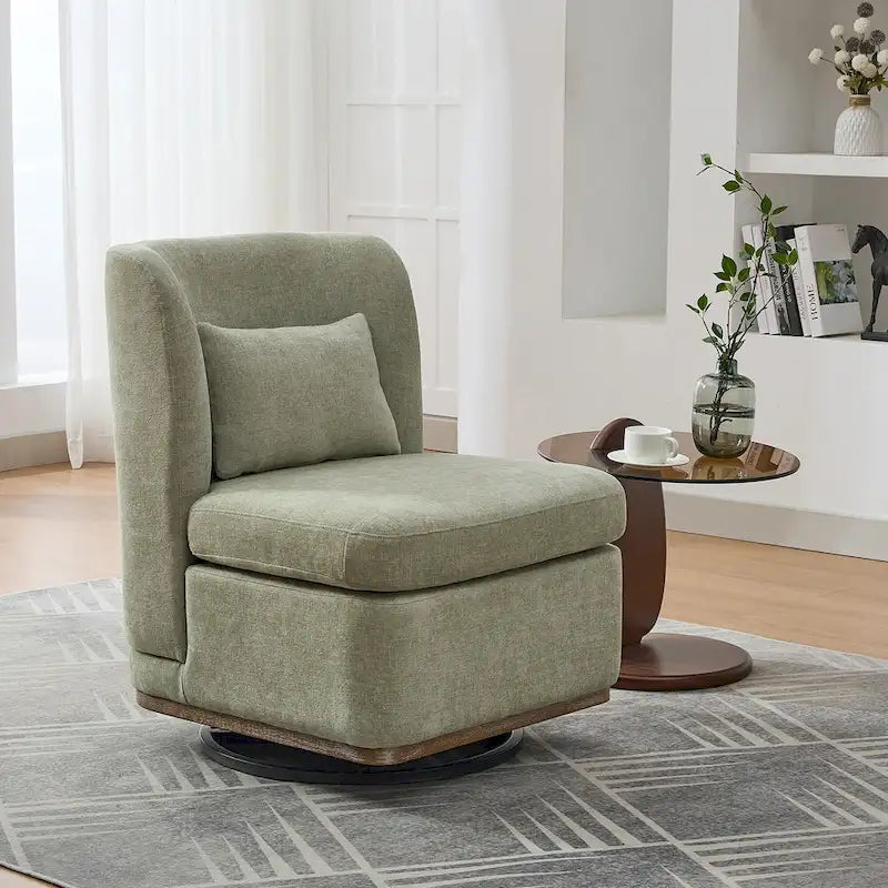 25 Seat Wide Chenille Office Accent Chair with 360 Swivel Metal Base