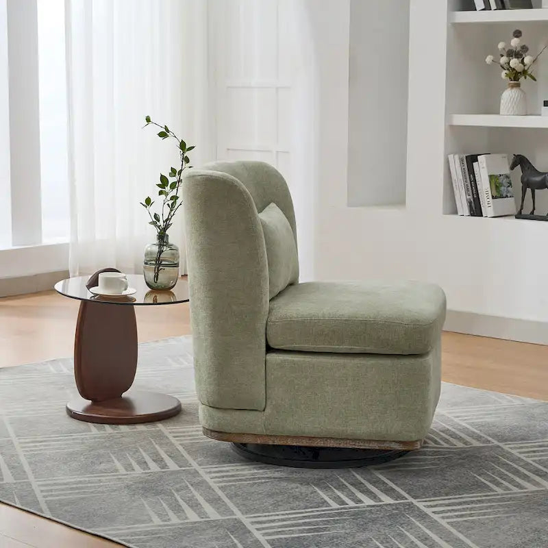 25 Seat Wide Chenille Office Accent Chair with 360 Swivel Metal Base