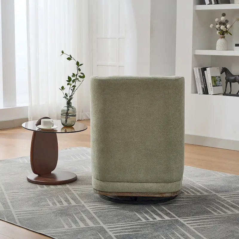 25 Seat Wide Chenille Office Accent Chair with 360 Swivel Metal Base