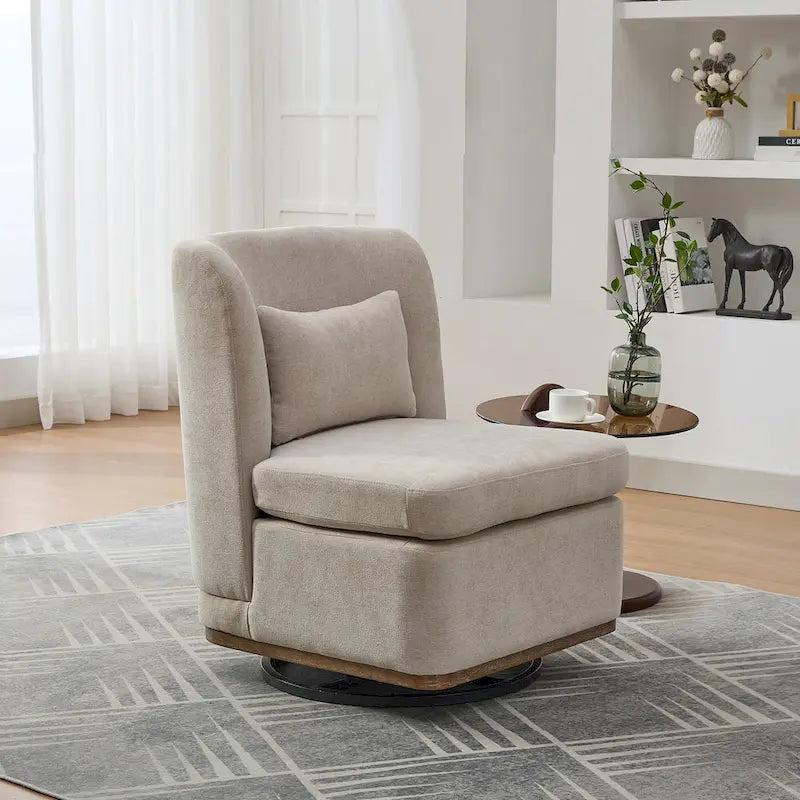 25 Seat Wide Chenille Office Accent Chair with 360 Swivel Metal Base
