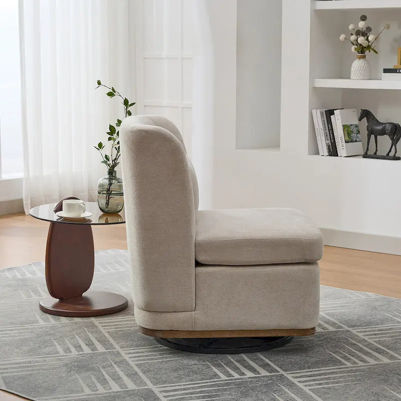 25 Seat Wide Chenille Office Accent Chair with 360 Swivel Metal Base