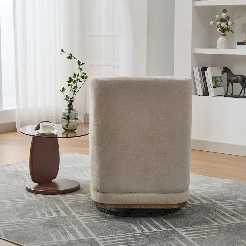 25 Seat Wide Chenille Office Accent Chair with 360 Swivel Metal Base