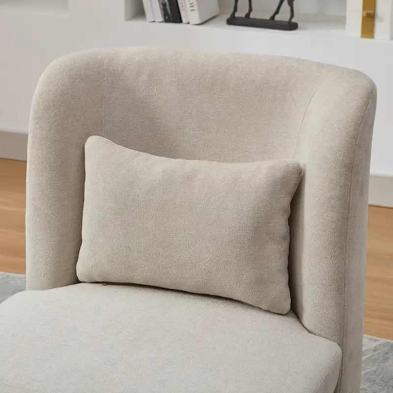 25 Seat Wide Chenille Office Accent Chair with 360 Swivel Metal Base