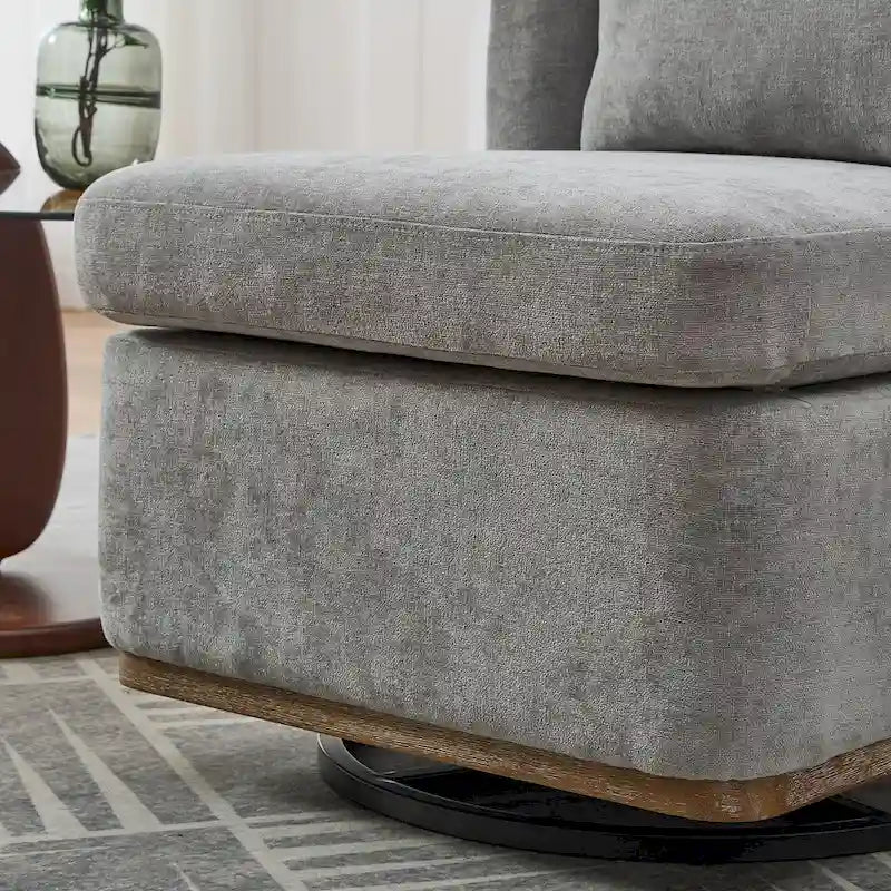 25 Seat Wide Chenille Office Accent Chair with 360 Swivel Metal Base