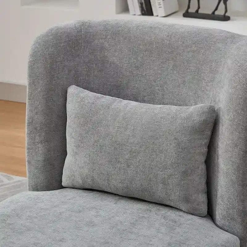 25 Seat Wide Chenille Office Accent Chair with 360 Swivel Metal Base