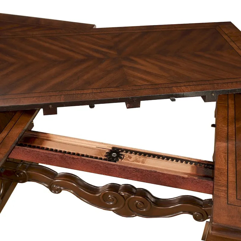 96 Inch Traditional Dining Table, Brown