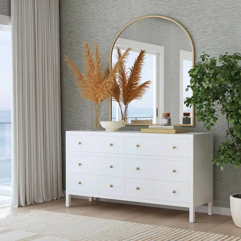 6-Drawer Wood Wide Dresser