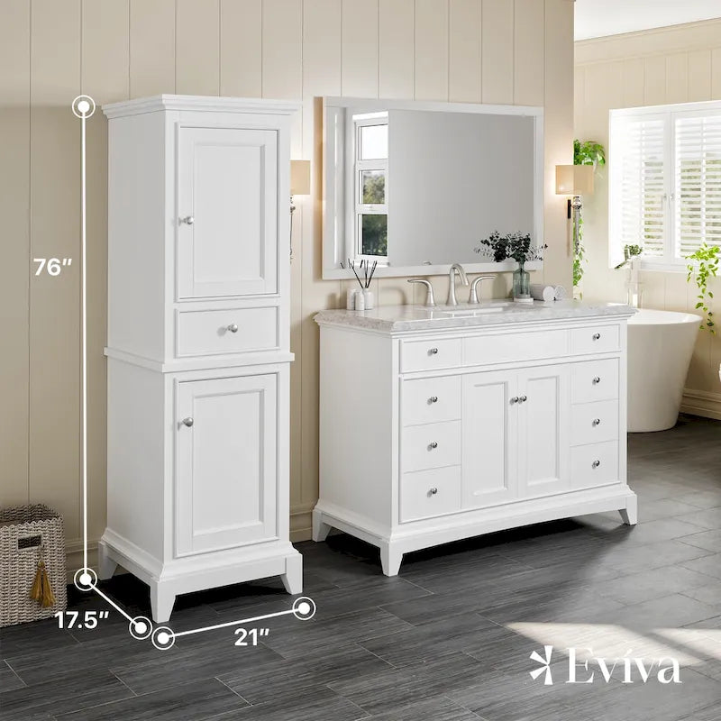 24 White Freestanding Linen Cabinet