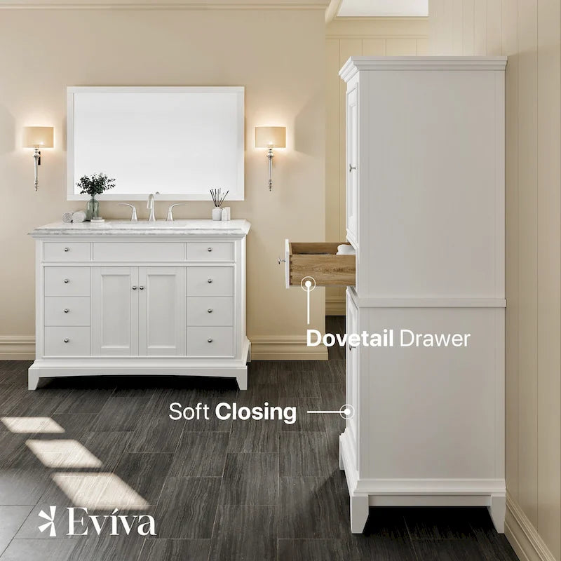 24 White Freestanding Linen Cabinet